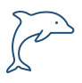 Cartoon outline of a dolphin