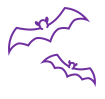 cartoon outline of two bats
