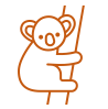 Cartoon outline of a koala on a branch